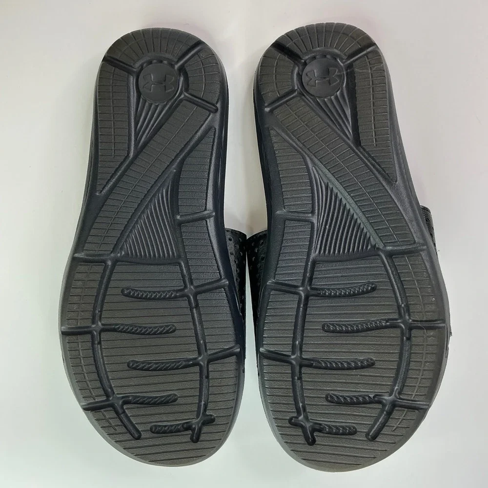 Under Armour Black Ignite VI Slide Sandals Kids Size 6Y 4D Foam 3022728-001